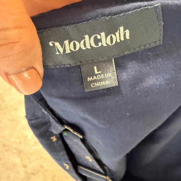 Modcloth Size Large Blue Button Front Tank Top Colorful Polka Dots Swiss Dots - Picture 8 of 11